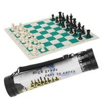 Набор для игры в шахматы в тубе (Поле-резиновый коврик р-р 42х42 см, фигуры-пластмасса Высота пешки-3,6см,высота короля -7,5 см) F04456